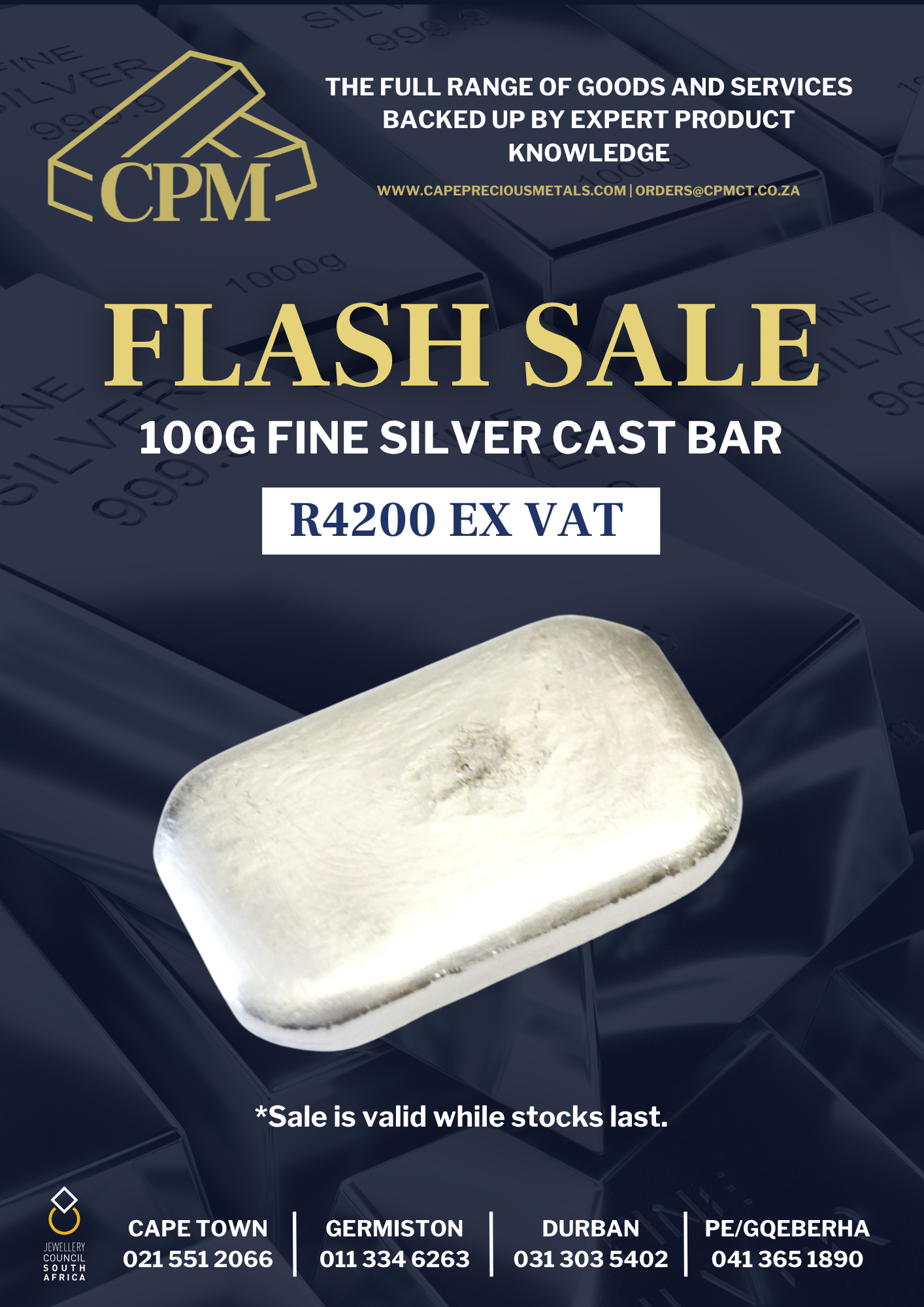 CPM Moon Investments 100g Fine Silver Cast bar