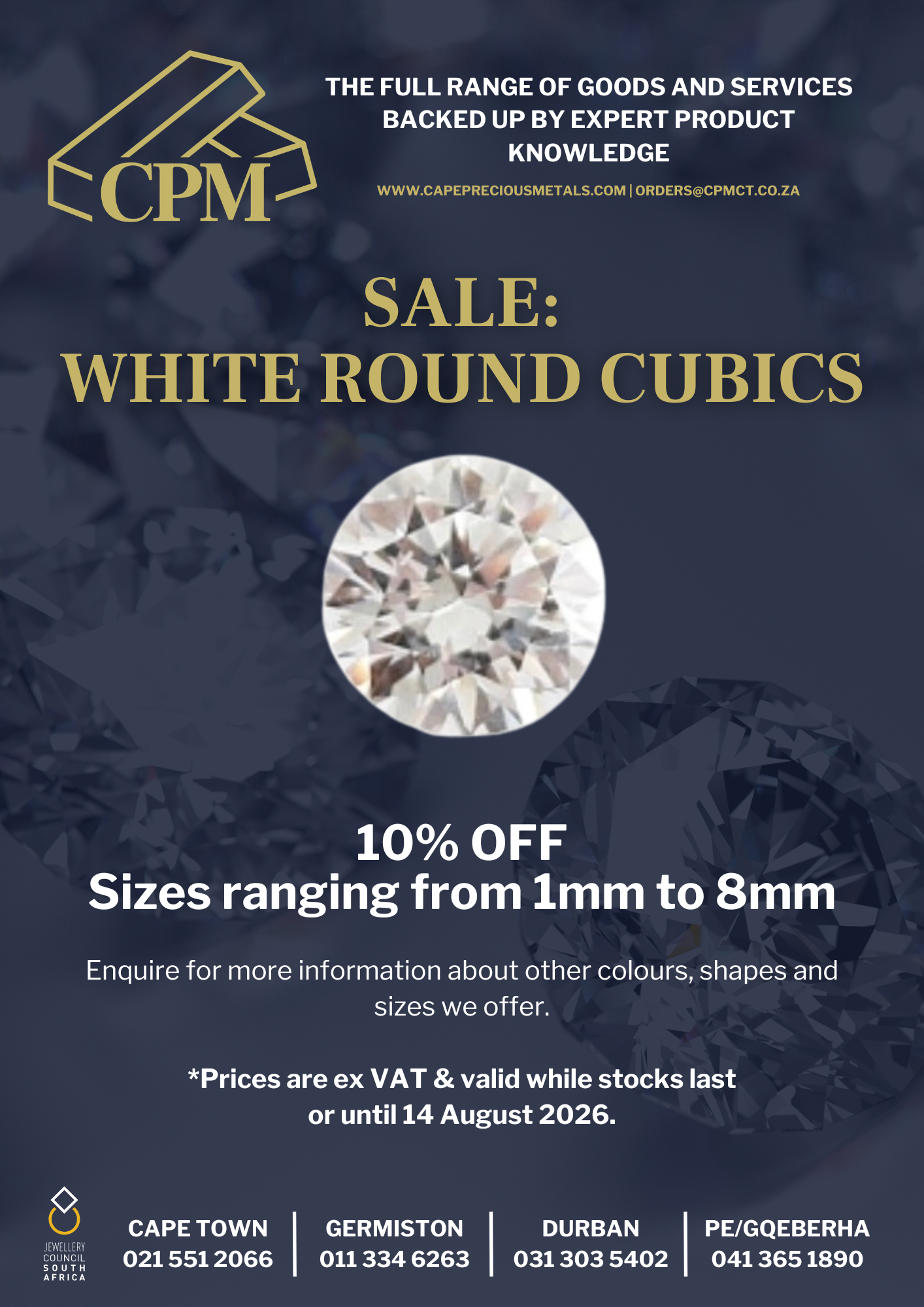 CPM White Round Cubics Sale